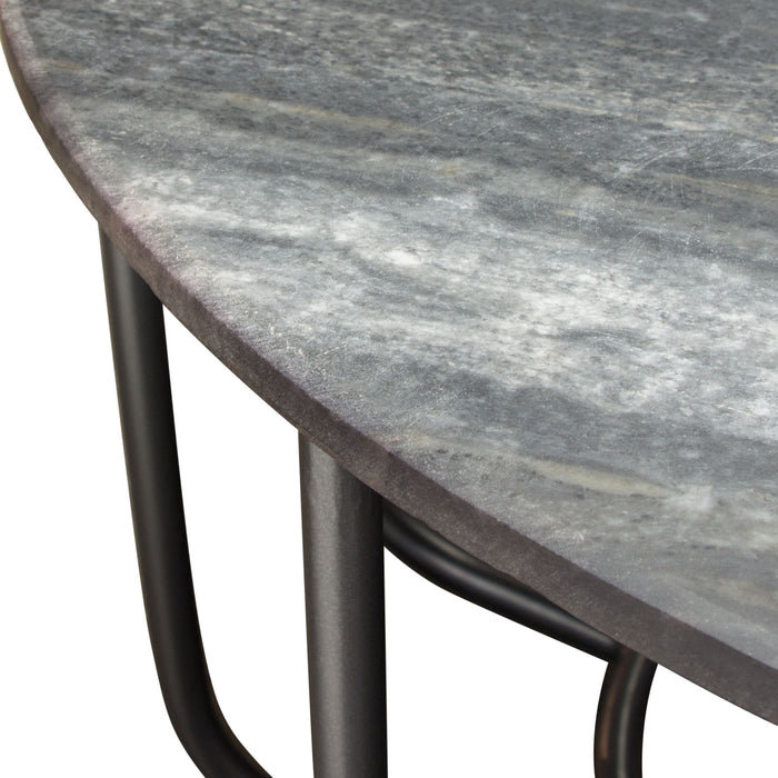 Greco Round Cocktail Table w/ Genuine Grey Marble Top & Gun Metal Iron Frame by Diamond Sofa