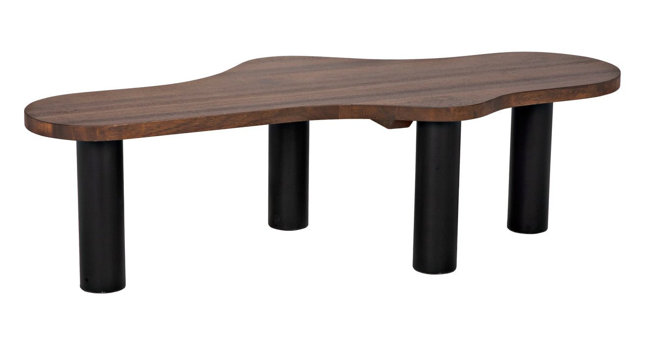 Schulz Coffee Table, Dark Walnut with Black Steel Base