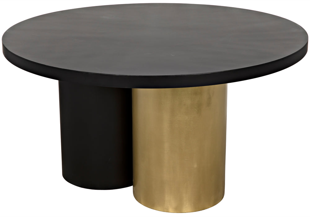 Huxley Dining Table, Black Steel with Brass Finished Accent