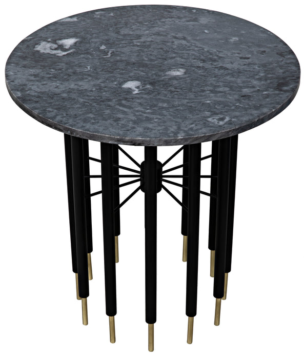 Barcini Side Table, Black Steel with Black Marble Top