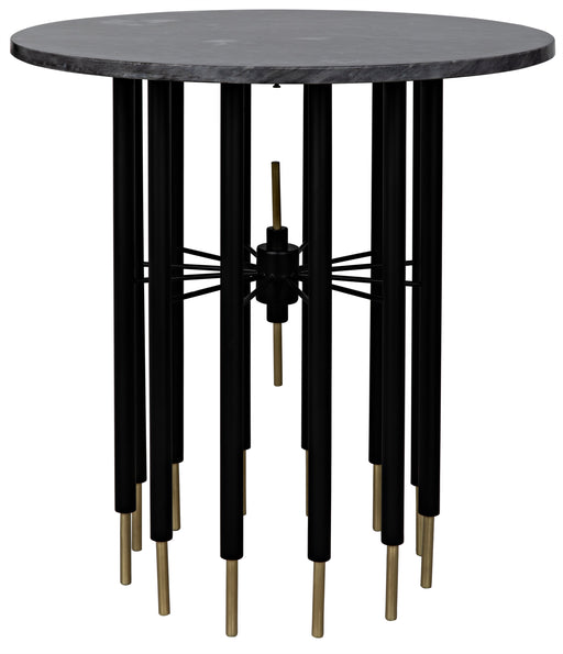 Barcini Side Table, Black Steel with Black Marble Top