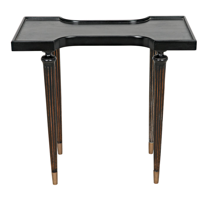 Taylor Side Table, Hand Rubbed Black with Light Brown Trim