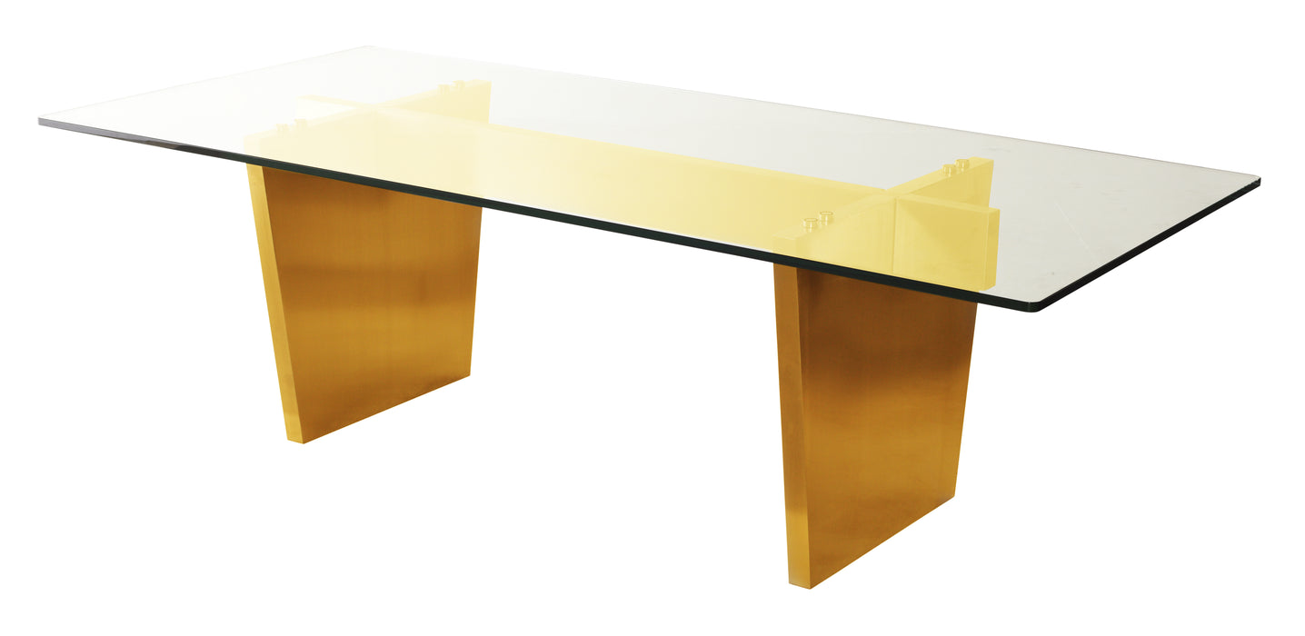 Brushed Gold Glass Top Dining Table