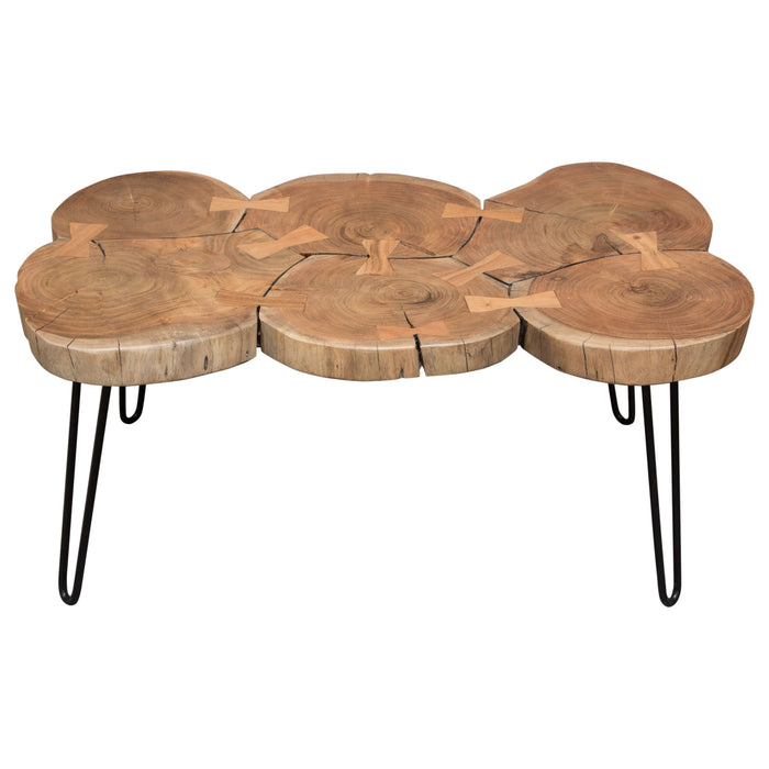 Joss Natural Acacia One of a Kind Live Edge Rectangle Cocktail Table w/ Black Hairpin Legs by Diamond Sofa