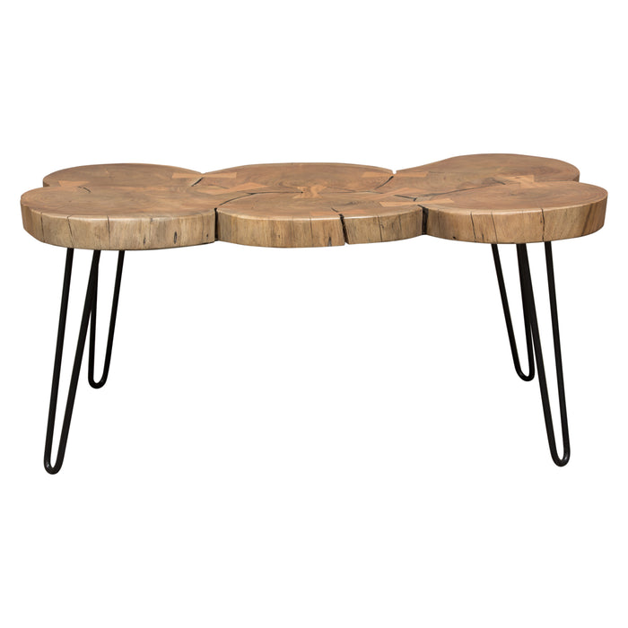 Joss Natural Acacia One of a Kind Live Edge Rectangle Cocktail Table w/ Black Hairpin Legs by Diamond Sofa