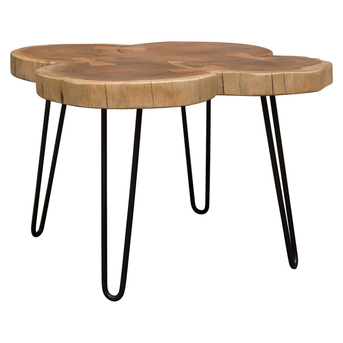 Joss Natural Acacia One of a Kind Live Edge Square Cocktail Table w/ Black Hairpin Legs by Diamond Sofa