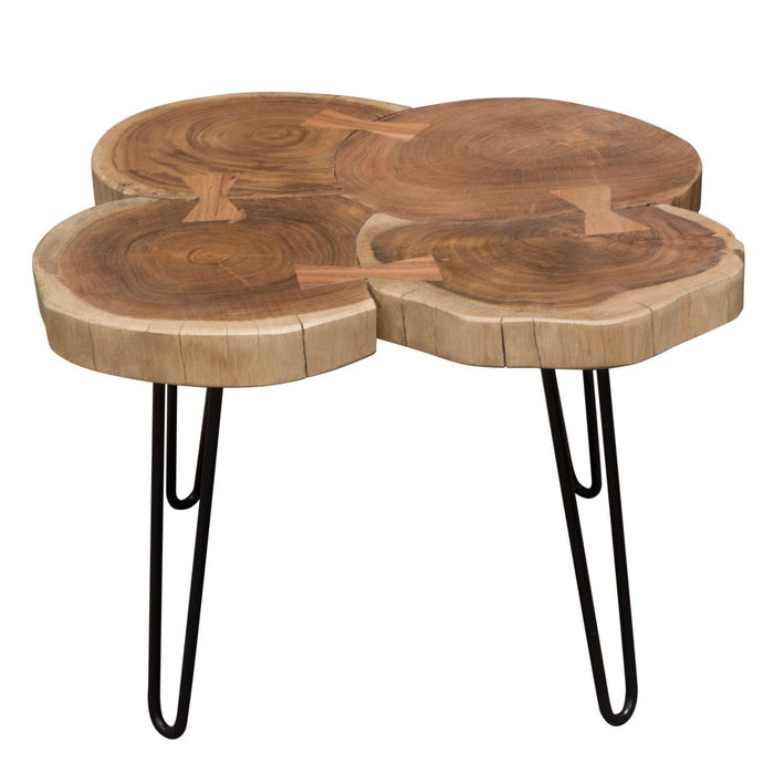 Joss Natural Acacia One of a Kind Live Edge Square Cocktail Table w/ Black Hairpin Legs by Diamond Sofa