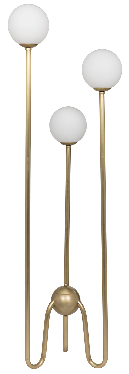 Seafield Floor Lamp, Antique Brass, Metal and Glass