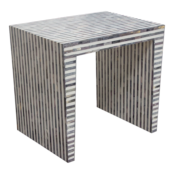 Mosaic End Table w/ Bone Inlay in Linear Pattern by Diamond Sofa