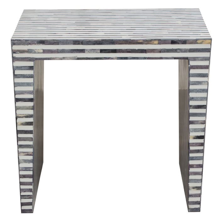 Mosaic End Table w/ Bone Inlay in Linear Pattern by Diamond Sofa