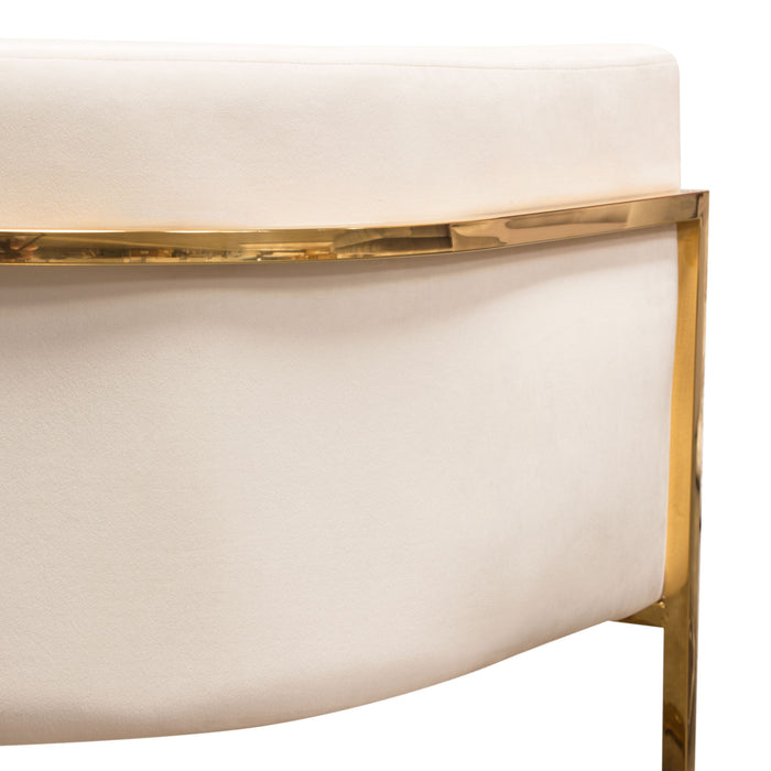 Pandora Accent Chair in Cream Velvet with Polished Gold Stainless Steel Frame