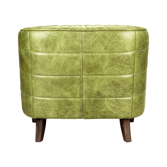 MAGDELAN TUFTED LEATHER ARM CHAIR EMERALD