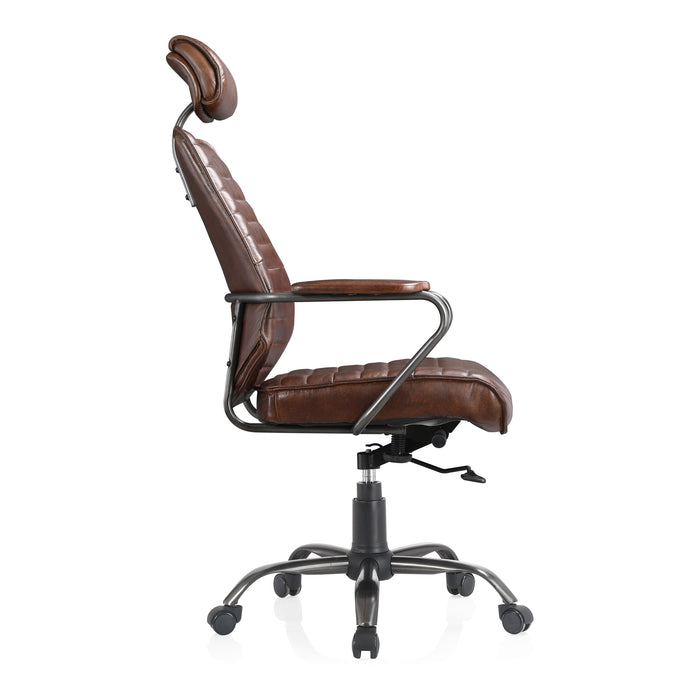 EXECUTIVE OFFICE CHAIR CAPPUCCINO BROWN LEATHER