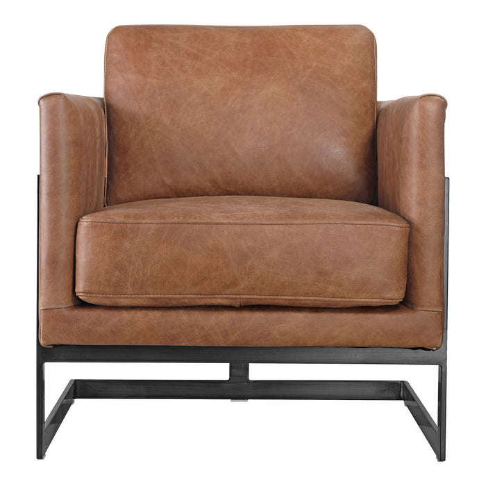 LUXLEY CLUB CHAIR OPEN ROAD BROWN LEATHER