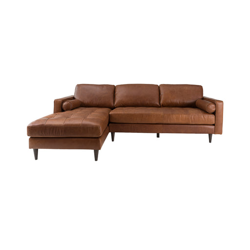 Georgia Left Sectional Sofa - Caramel Tan Leather