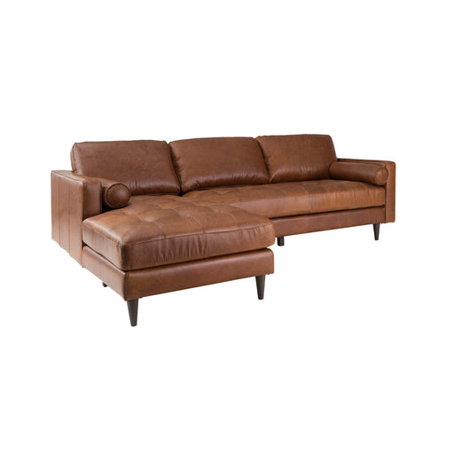 Georgia Left Sectional Sofa - Caramel Tan Leather