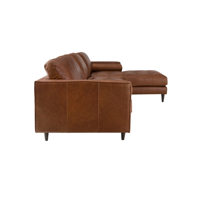 Georgia Right Sectional Sofa - Caramel Tan Leather