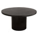 Rune 54" Round Dining Table w/ Solid Acacia Wood Top & Iron Pedestal Base in Black Finish