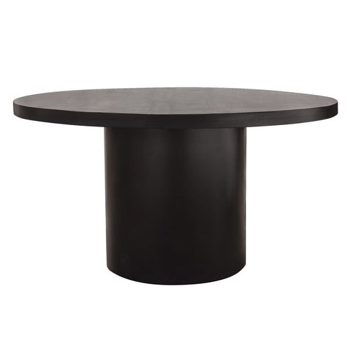 Rune 54" Round Dining Table w/ Solid Acacia Wood Top & Iron Pedestal Base in Black Finish