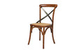 Cross Back Chairs w/ Rattan Seat - Brown (Set of 2)