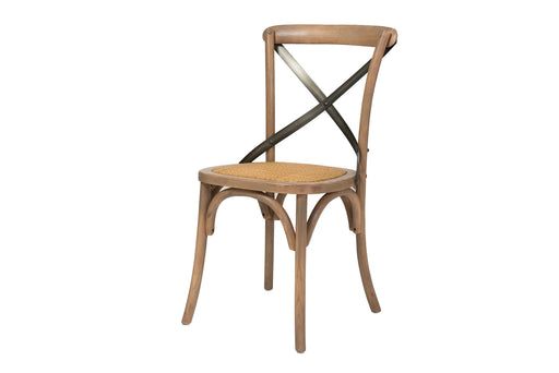 Cross Back Chairs w/ Rattan Seat - Sundried (Set of 2)