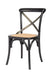 Cross Back Chairs w/ Natural Brown Rattan Seat - Black (Set of 2)