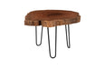 Burled Coffee Table, Black Metal Legs, Small