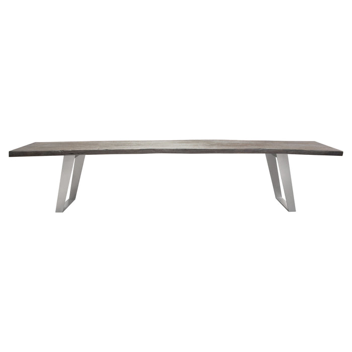 Titan Solid Acacia Wood Accent Bench in Espresso Finish w/ Silver Metal Inlay & Base by Diamond Sofa