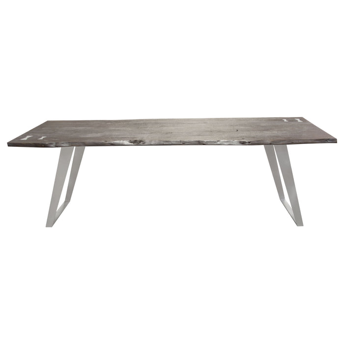 Titan Solid Acacia Wood Dining Table in Espresso Finish w/ Silver Metal Inlay & Base by Diamond Sofa