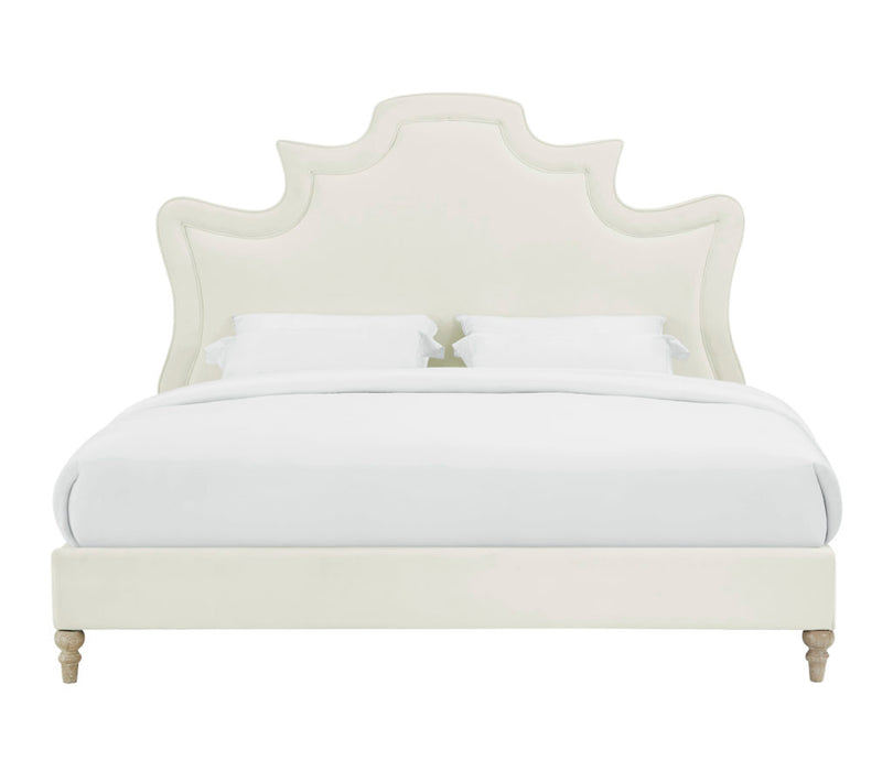 Serenity Cream Velvet Bed in Queen