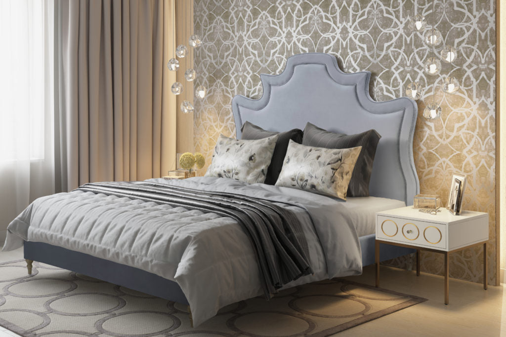 Serenity Grey Velvet Bed in King