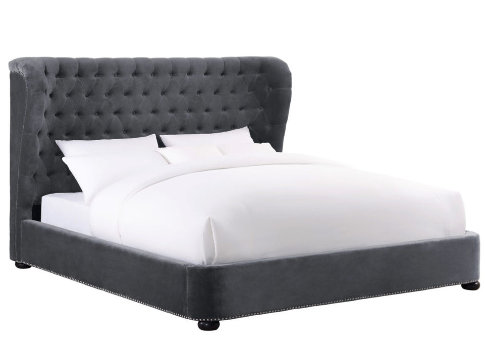 Finley Grey Velvet Bed in King Size