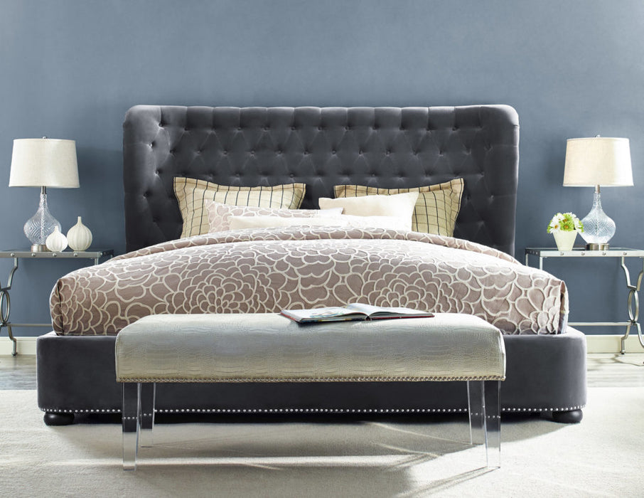 Finley Grey Velvet Bed in King Size