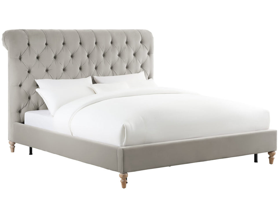 Putnam Grey Velvet Bed Queen Size