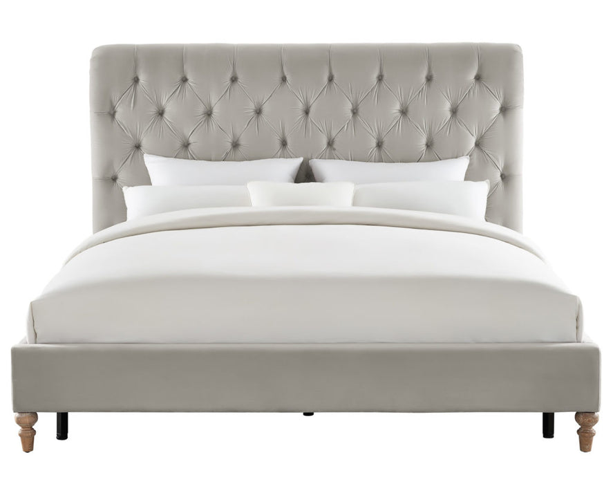 Putnam Grey Velvet Bed Queen Size