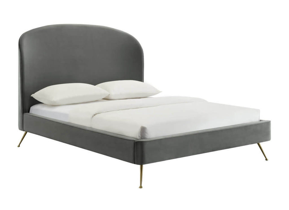 Vivi Grey Velvet Bed in King