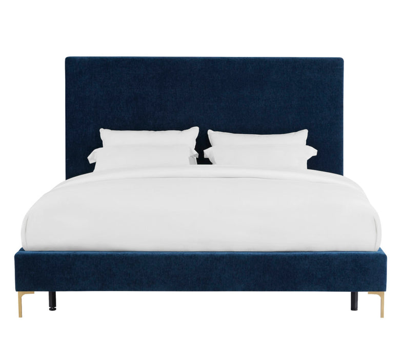 Delilah Navy Textured Velvet Bed in Queen