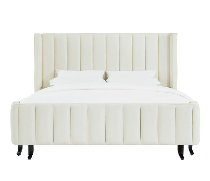 Waverly Cream Velvet Bed in King