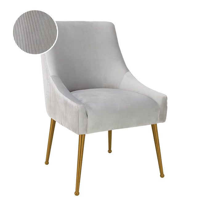 Beatrix Pleated Light Grey Velvet Side Chair