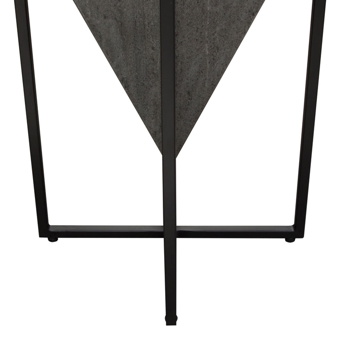 Vector Large Accent Table w/ Pyramid Shape Genuine Grey Marble & Iron Base by Diamond Sofa