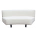 Vesper Curved Armless Sofa in Faux White Shearling w/ Black Wood Leg Base