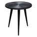 Vortex Round End Table in Solid Mango Wood Top in Black Finish & Iron Legs