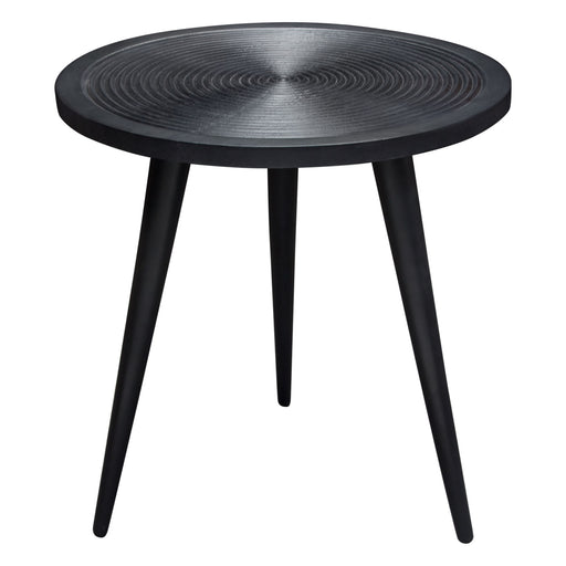 Vortex Round End Table in Solid Mango Wood Top in Black Finish & Iron Legs