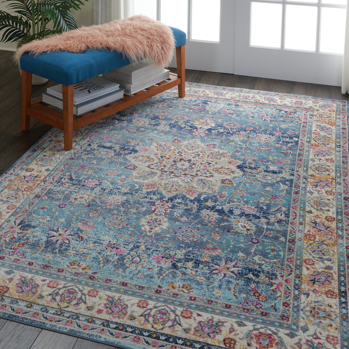 Nourison Vintage Kashan VKA01 Blue Multicolor 5'x8' Oushak Area Rug