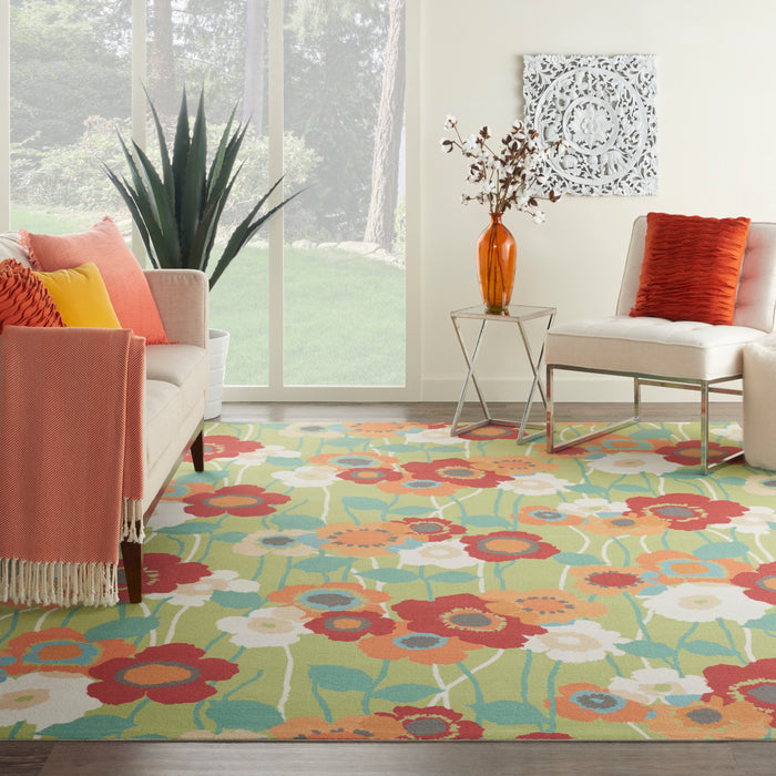 Waverly Sun N Shade SND27 Green 8'x11'   Rug