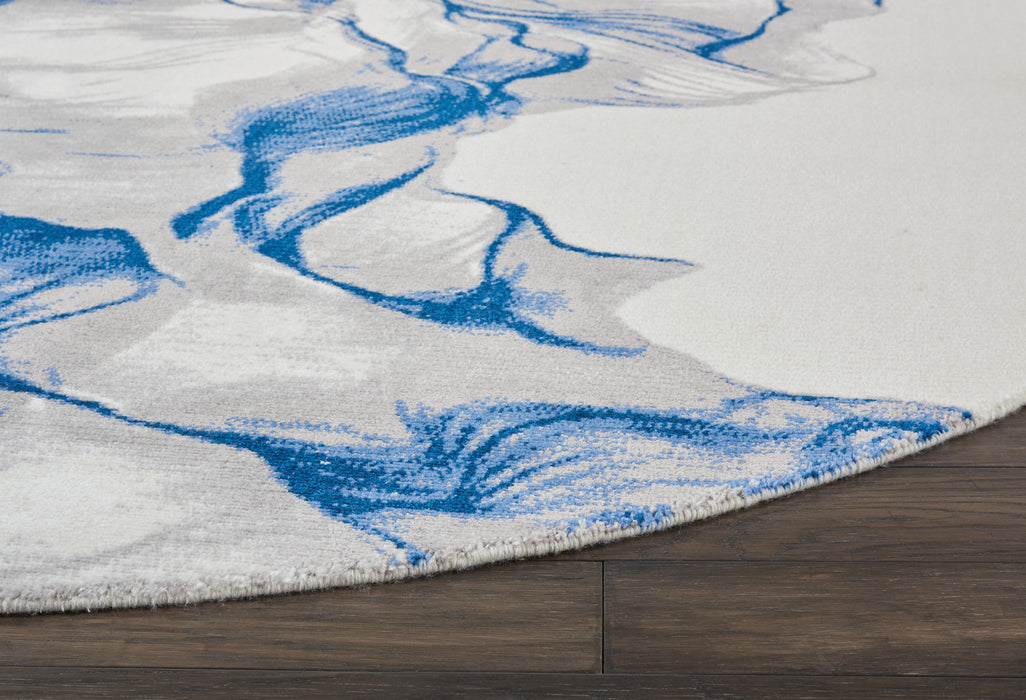 Nourison Twilight TWI27 Ivory and Blue 8' Round Oversized Rug