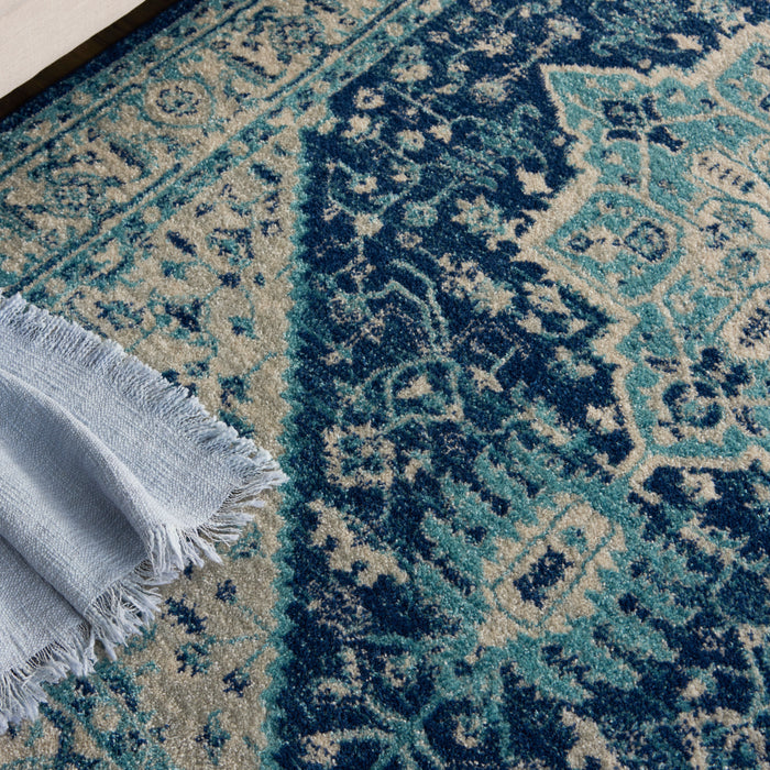 Nourison Tranquil TRA06 Blue and White 5'x7' Persian Area Rug