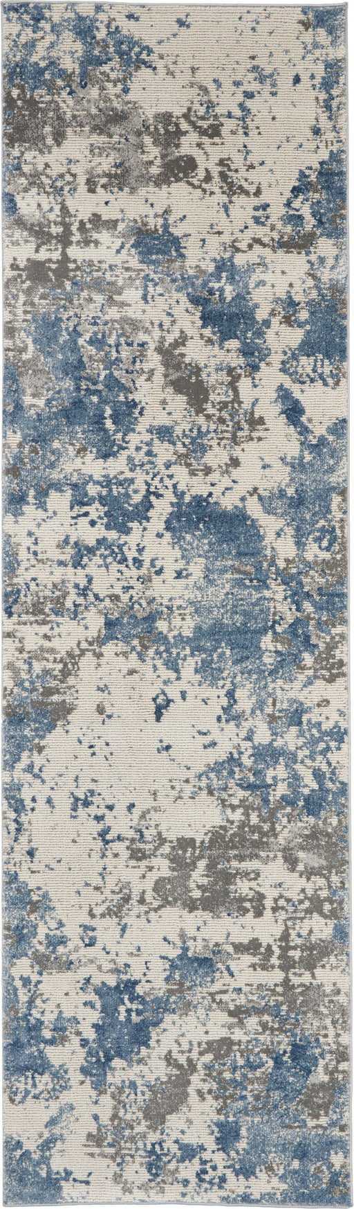 Nourison Rustic Textures RUS08 Blue and Grey 8' Runner Hallway Rug