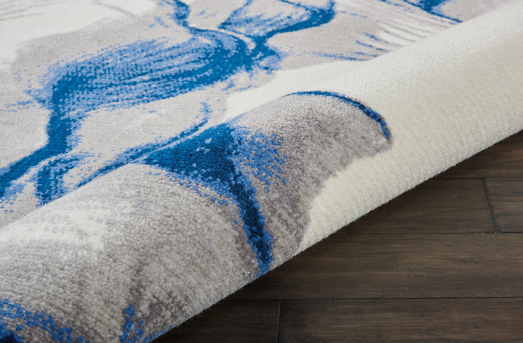 Nourison Twilight TWI27 Ivory and Blue 8' Round Oversized Rug