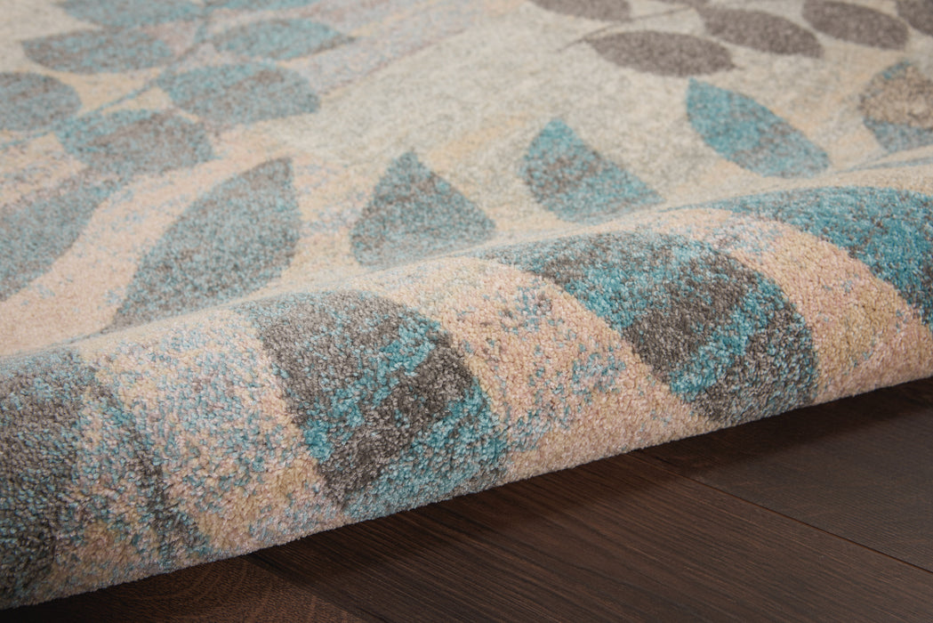 Nourison Tranquil 4' x 6' White and Blue Farmhouse Area Rug